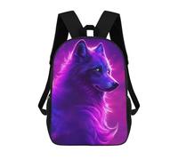 sinyumoney Neon Wolf Portrait School Bag Backpack Teen Schoolbag 3D Printing Adjustable Schoolbag Fashion Pocket Bag for Kids Boys Girls Students And Teenagers Fans 17inch