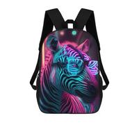 sinyumoney Neon Zebra Glasses Art Children's Backpack, 3D Printed School Backpack, Backpack for Boys Girls, Adjustable School Bag for Primary School 17inch