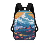 sinyumoney Nepal Mountain Landscape Children's School Backpack 3D Printed for Kids Travel Rucksacks Book Bags for Boys Elementary School Students 17inch