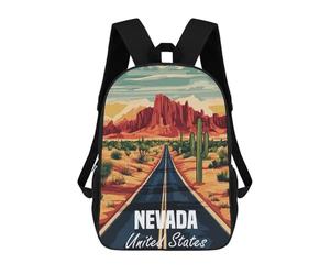 sinyumoney Nevada Desert Road Backpack, Children's Backpack, Student School Bag Bookbag Rucksack, 3D Printed School Bag for Boys Girls 17inch