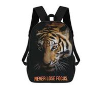 sinyumoney Never Lose Focus Tiger 3D Printed 17 Inch School Backpack Casual Children's Backpacks 3D Printed for Boys Elementary And Middle