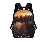 sinyumoney New York City 3D Printed Children's School Backpack for Kids High Capacity Travel Rucksacks Book Bags Kids School Bag Back Pack 17inch