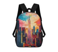 sinyumoney New York City Art Backpacks Kids School Backpack School Bag 3D Printed School Bag for Boys Elementary And Middle School Students 17inch
