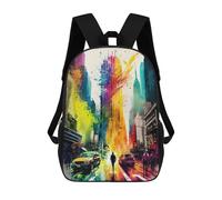 sinyumoney New York City Paint Splash Backpack 3D Print Kids Bag Elementary Students Daypack Lightweight School Bag for Children Girls Boys Nursery Lunch Pack 17inch