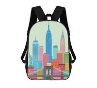 sinyumoney New York City Skyline Children's School Backpack 3D Printed for Kids Travel Rucksacks Book Bags Kids School Bag 17inch