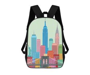 sinyumoney New York City Skyline Children's School Backpack 3D Printed for Kids Travel Rucksacks Book Bags Kids School Bag 17inch