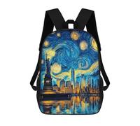 sinyumoney New York City Skyline with Statue of Liberty -1 Children's Backpack, Schoolbag Large Capacity Students Bookbag Rucksack Knapsack for Boys Girls Adults Teen 17inch
