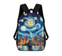 sinyumoney New York City Skyline with Statue of Liberty -2 School Backpack Water Resistant School Bag Business Backpack for Men/Women 17inch