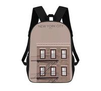 sinyumoney New York City Snippet Kids School Backpack School Bag 3D Printed School Bag for Boys Elementary And Middle School Students 17inch