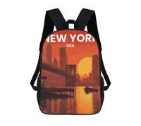 sinyumoney New York Cityscape at Sunset Backpack School Bag Secondary Causal Travel High School Bags for Campus Outdoor Travel Sports 17inch