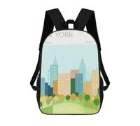 sinyumoney New York Cityscape Illustration Backpack School Bag Daypacks Business Backpack Water Resistant Bookbag for Men/Women 17inch