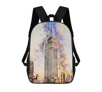 sinyumoney New York in Watercolor 2 Backpack School Bag Lightweight Schoolbag Dayback Bookbag College for Girl, Teen Girls 17inch