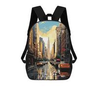 sinyumoney New York Manhattan Backpacks Kids School Backpack School Bag 3D Printed School Bag for Boys Elementary And Middle School Students 17inch