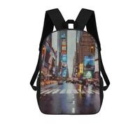 sinyumoney New York Street Backpack School Bag Lightweight Schoolbag Dayback Bookbag College for Men/Women 17inch