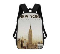 sinyumoney New York Vintage Poster 3D Printed Children's School Backpack for Kids High Capacity Travel Rucksacks Book Bags Kids School Bag Back Pack 17inch