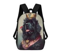 sinyumoney Newfoundland Dog Illusory Kids School Backpack School Bag 3D Printed School Bag for Boys Elementary And Middle School Students 17inch