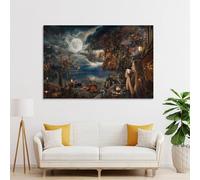 sinyumoney Night Café by The Lake Custom Canvas Wall Art, Custom Canvas Prints Personalized Canvas Picture for Family Pet Wedding Friends Holiday Birthday 24x36inch(60x90cm)