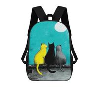 sinyumoney Night Cats Moon Watching Backpack Schoolbags for Boys Girls Casual Sport Daypack Elementary Primary Large Capacity Bookbags 17inch