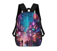 sinyumoney Night City Landscape 2 School Backpack Large School Backpack for Boys for Campus Outdoor Travel Sports 17inch