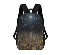 sinyumoney Night Cityscape with Stars Children's Backpacks School Backpack 3D Printed Backpack for Kids Travel Rucksacks Book Bags Kids School Bag 17inch