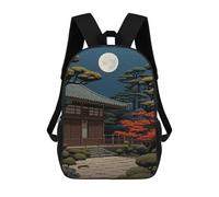 sinyumoney Night Dojo Painting School Backpack Schoolbags For Girls Boys Backpack With Pocket Fashion School Bag Kids Backpack 17inch