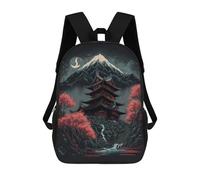 sinyumoney Night Falls on The Pagoda 3D Printed Children's School Backpack for Kids Travel Rucksacks Book Bags Kids School Bag 17inch