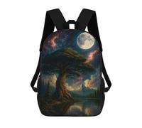 sinyumoney Night Landscape with Tree And Moon Children's School Backpack Fashion Casual Children's Backpacks 3D Printed School Bags Boy Large Backpack 17inch