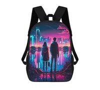 sinyumoney Night Life Couple Lovers Backpacks Kids School Backpack School Bag 3D Printed Fashion School Bags for Boys Elementary And Middle School Students 17inch