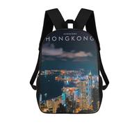 sinyumoney Night Lights of Hong Kong 3D Printed Children's School Backpack for Kids Travel Rucksacks Book Bags Kids School Bag 17inch