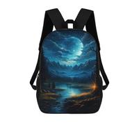 sinyumoney Night Moonlit Forest River Scene School Bags Rucksack Casual Daypacks School Work Travel Bag for Teenage Girls Boys Women Men 17inch