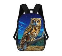 sinyumoney Night Owl Perch-1 Backpacks Kids 17inch School Backpack School Bag 3D Printed School Bag for Boys Elementary And Middle School Students
