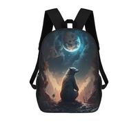 sinyumoney Night Sky Bear Gazing School Bag 3D Printed Children's School Backpack Casual Fashion Travel Backpacks for Kids School Students 17inch