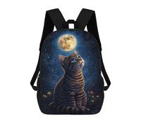 sinyumoney Night Sky Cat Moon Backpack School Bag Large School Backpack for Boys - Perfect for Travel, Work And Daily Use 17inch