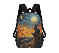 sinyumoney Night Sky Cat Painting School Backpack Fashion Stationery Backpack Waterproof Casual Daypacks for Men/Women 17inch
