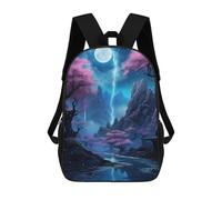 sinyumoney Night Sky Fantasy Landscape School Backpack Schoolbags For Girls Boys Backpack With Pocket Fashion School Bag Kids Backpack 17inch
