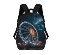 sinyumoney Night Sky Ferris Wheel Lights Kids Backpack, Backpack School Bag, Backpacks Kids School 3D Printed School Bags for Elementary And Middle School Students Teens Birthday Gift 17inch