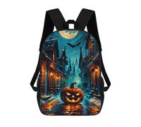 sinyumoney Night Street And Pumpkin School Backpack Lightweight Airport College Students Back Pack- Perfect for Travel, Work And Daily Use 17inch