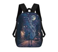 sinyumoney Night Walk Under Stars Backpack Cartoon Plush Bag, 3D Backpack for Kids School Bag Birthday Gift Idea for Boys And Girls 17inch