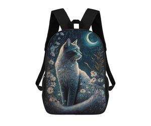 sinyumoney Night Whiskers And Wildflowers School Bag 3D Printed Children's School Backpack Casual Fashion Travel Backpacks for Kids School Students 17inch