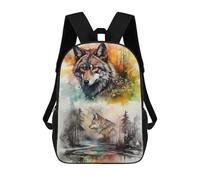 sinyumoney Nightfall Majesty Wolf Art Rucksacks 3D Printed Children Backpacks Fashion Casual Daypack Cute Travel Bags Outdoor Casual Daypack for Boy And Girl 17inch