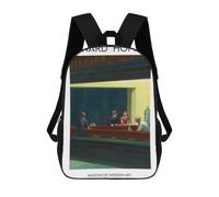 sinyumoney Nighthawks by Edward Hopper School Bag Backpack Teen Schoolbag 3D Printing Adjustable Schoolbag Fashion Pocket Bag for Kids Boys Girls Students And Teenagers Fans 17inch