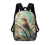 sinyumoney Nightingale Bird on Branch with Flowers School Backpack Daypacks Business Backpack Water Resistant Bookbag for Men/Women 17inch