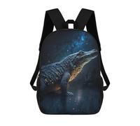 sinyumoney Nighttime Alligator in Stars School Bags Large Water Resistant Laptop Backpack - Perfect for Travel, Work And Daily Use 17inch