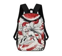 sinyumoney Nine-tailed Fox Digital Art Children’s Backpack Girls Boys, 17 Inch Rucksack Bag, Daypack, Primary School, Perfect for Back to Kids