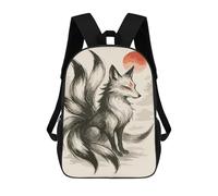 sinyumoney Nine-tailed Fox Digital Art Children's 17 Inch School Backpack 3D Printed Anime Movies for Kids Travel Rucksacks Book Bags Kids School Bag