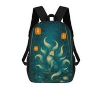 sinyumoney Nine-tailed Fox in Bamboo Forest 17 Inch Backpack School Bag Rucksack for Girls Boys Large Capacity Kids Back Pack Lightweight School Bags for Children Students