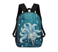 sinyumoney Nine-tailed Fox in Bamboo Forest Backpacks Kids 17inch School Backpack School Bag 3D Printed School Bag for Boys Elementary And Middle School Students