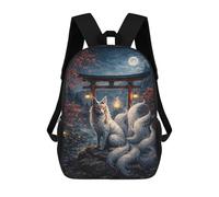 sinyumoney Nine-tailed Fox in Japanese Landscape Backpack School Water Resistant Computer Rucksack for Boys/Girls/Teenagers 17inch