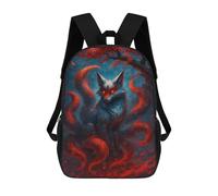 sinyumoney Nine-tailed Fox in Red And Blue 17 Inch Backpacks Kids Schoolbag,3D Printed Elementary And Middle School Students Backpacks for Boys Girls