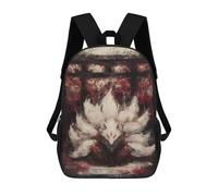 sinyumoney Nine-Tailed Fox Painting School Backpack Schoolbags For Girls Boys Backpack With Pocket Fashion School Bag Kids Backpack 17inch